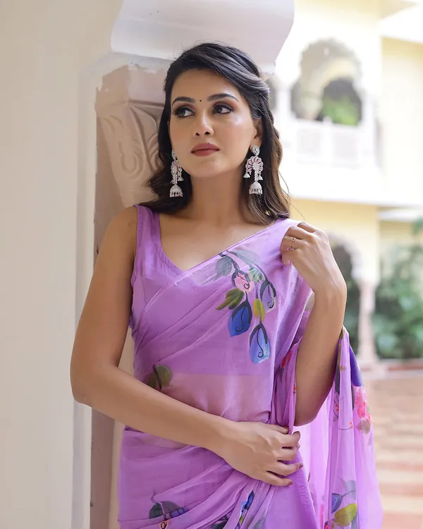 Multicolour_Floral_H_Painted_Chiffon_Saree_For_Women